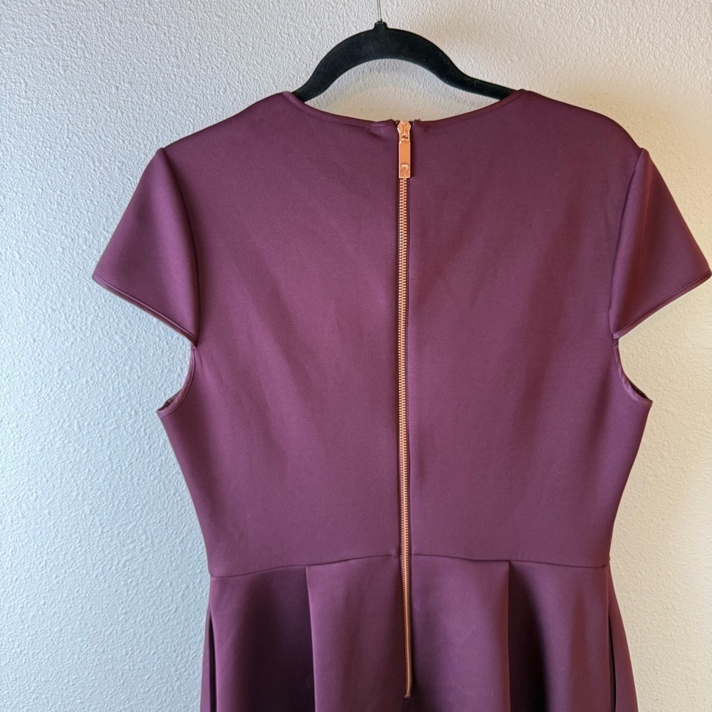 Ted Baker Embroidered Cheskka Dress Burgundy Party Cocktail Women’s Size 10 - Picture 13 of 14